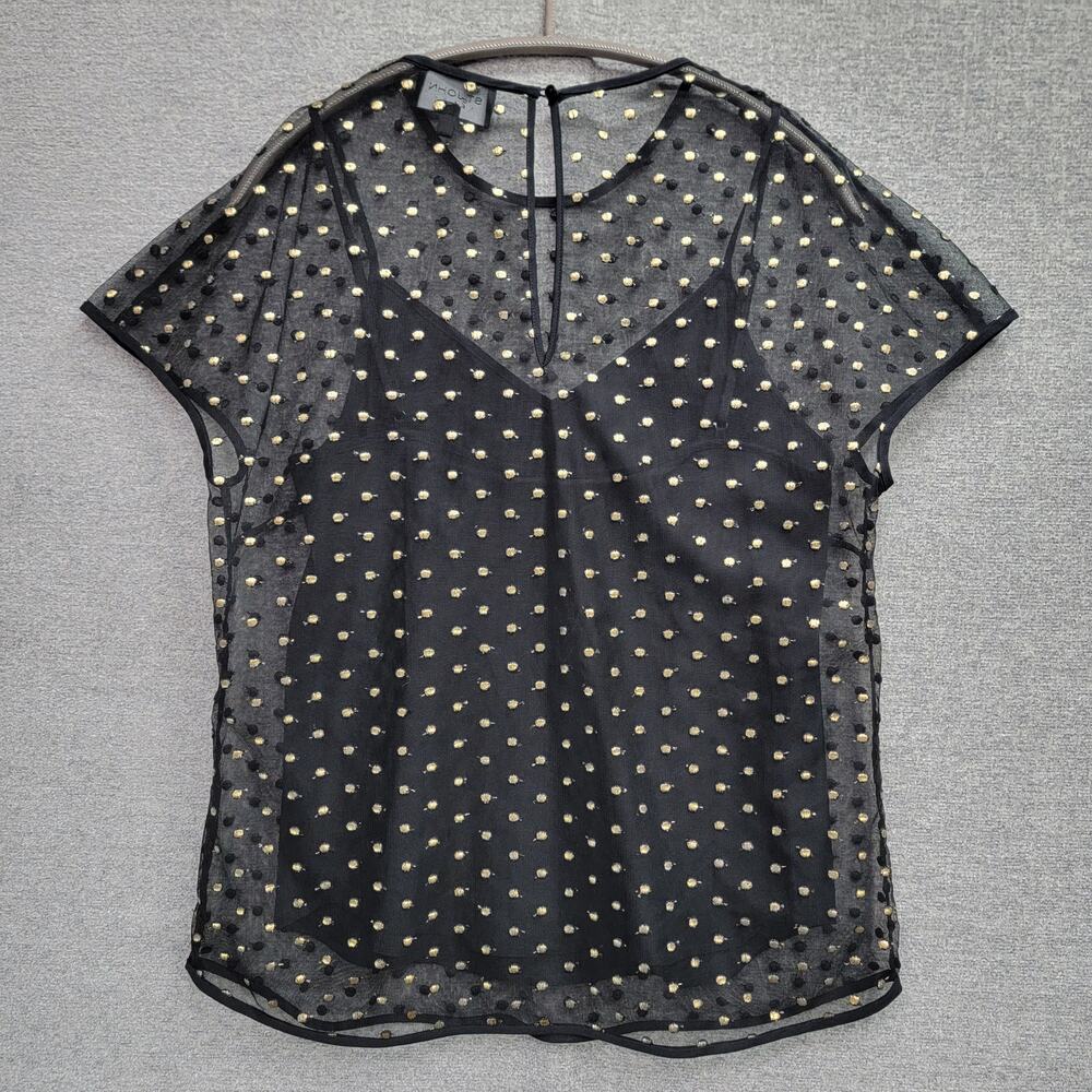 ST. JOHN COUTURE SHEER POLKA DOT TOP, SIZE 4 - Picture 3 of 7